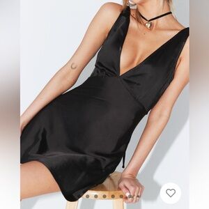 Princess Polly Black Mini Silky Dress